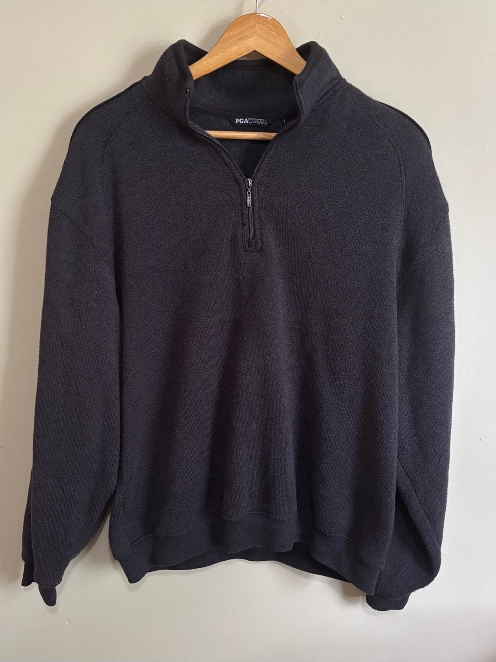 PGA Tour Black Quarter Zip Pullover Sweatshirt Men’s Medium Golf Casual